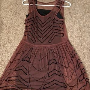 Burgundy and black beaded dress